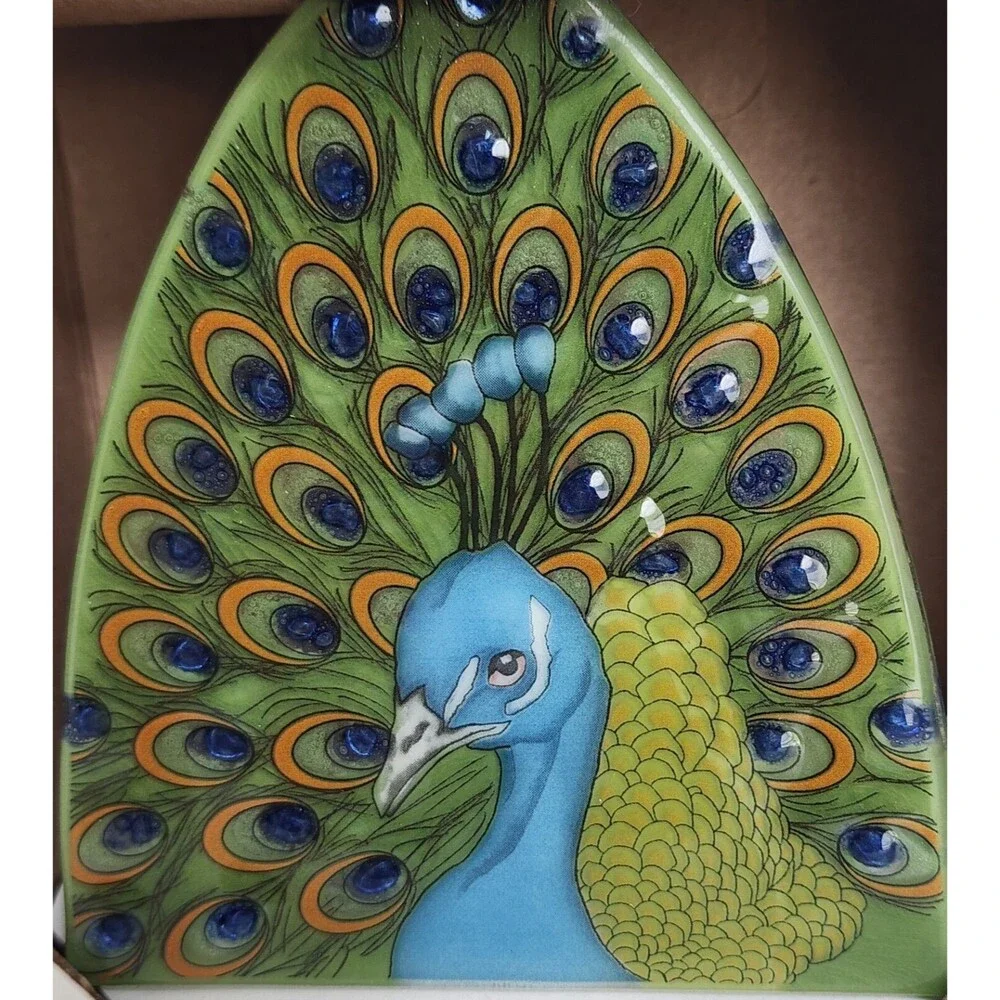 New Pampeana Peacock Bird Nightlight Recycled Fused Art Glass Ecuador Fair Trade